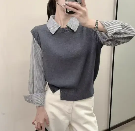 하나로 끝내는 트렌디한 레이어드룩! 셔츠 + 배색 니트 조끼 세트 후기 1 2025 12 01 131441