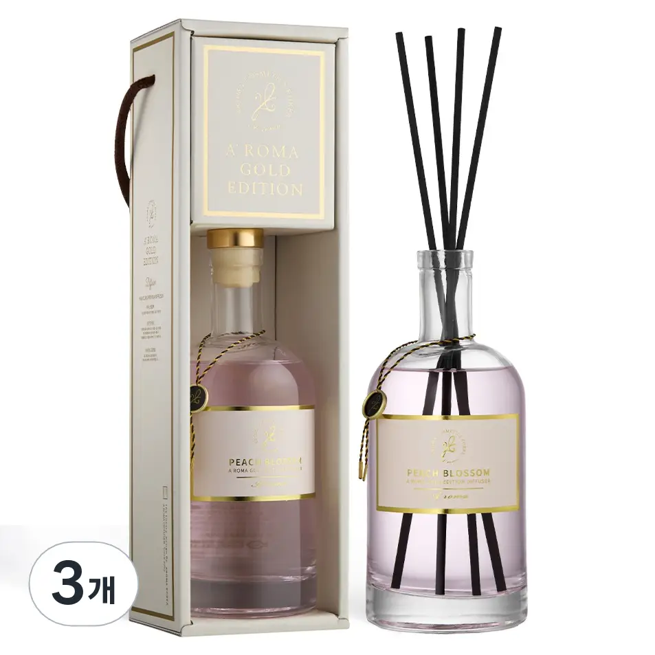 에이로마 골드에디션 디퓨저, 피치블라썸, 500ml, 3개