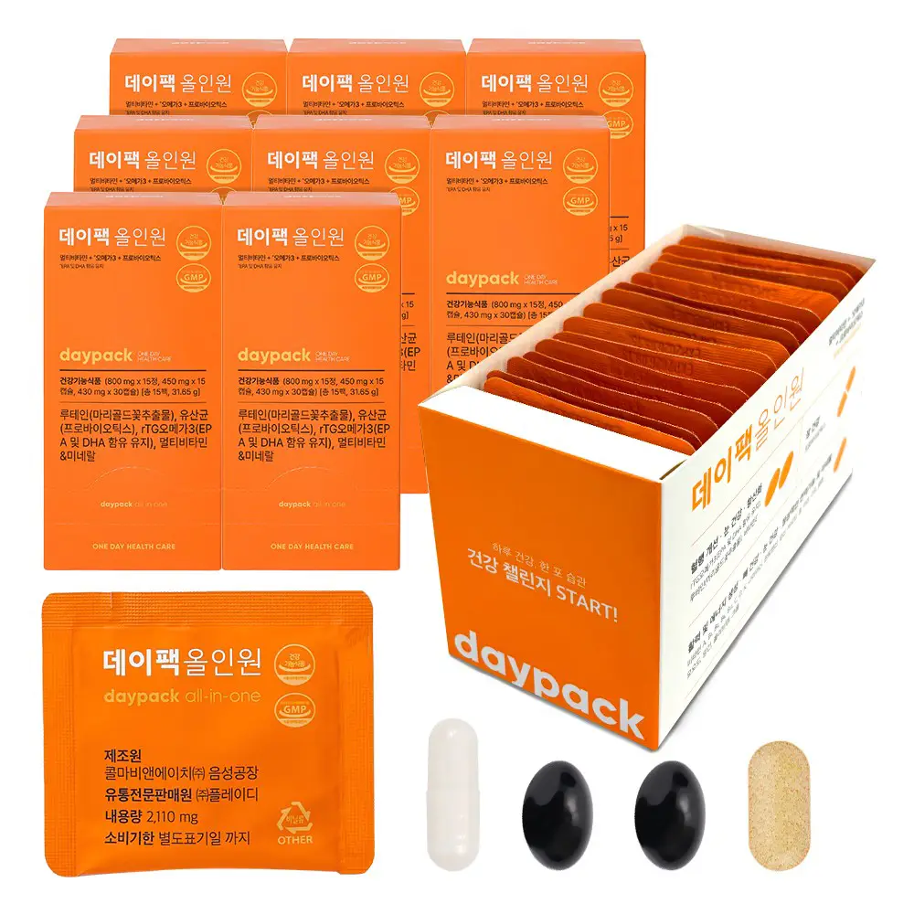 데이팩 올인원 유산균+오메가+루테인+멀티비타민+미네랄, 15회분, 8개