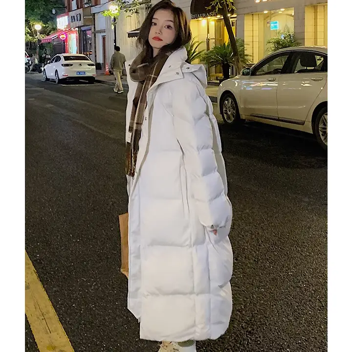 비브온 따뜻한 오버핏 여성 후드 롱 패딩