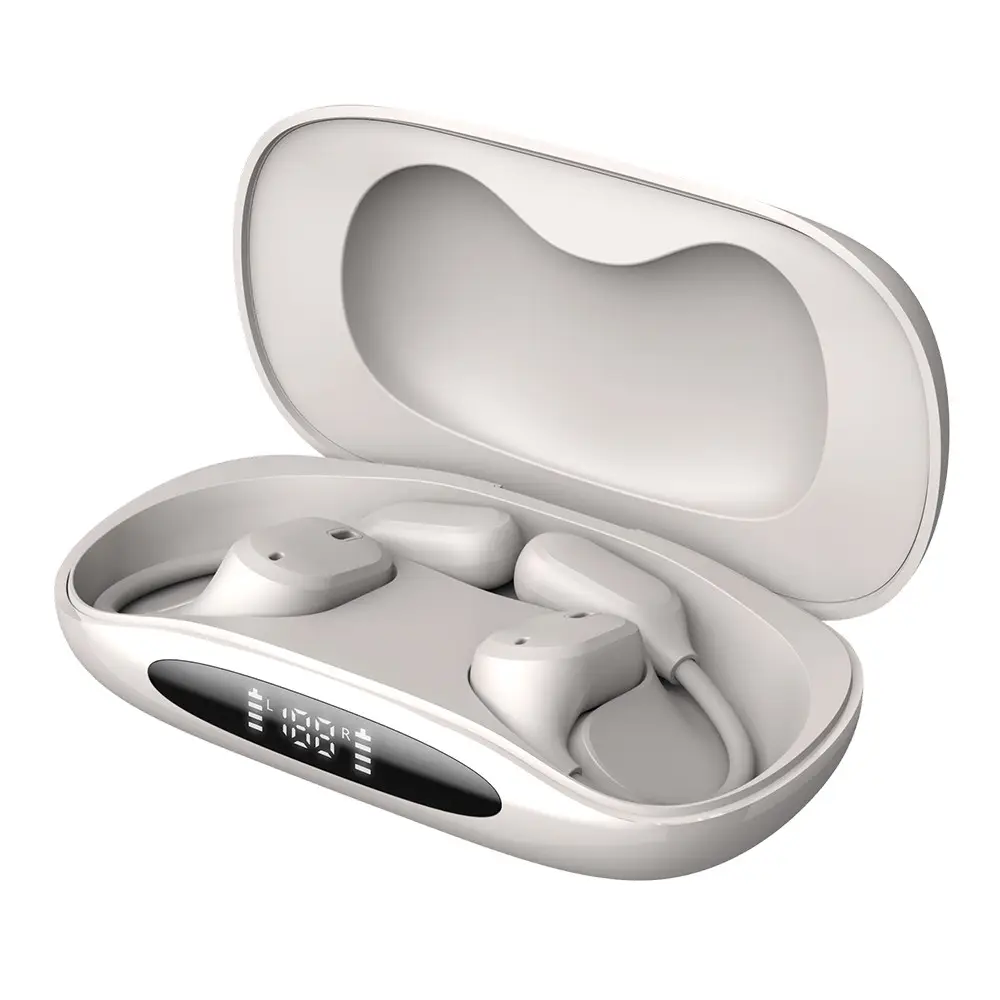 오지렌 ENC 노이즈 캔슬링 오픈 귀걸이형 블루투스 이어폰, 아이보리