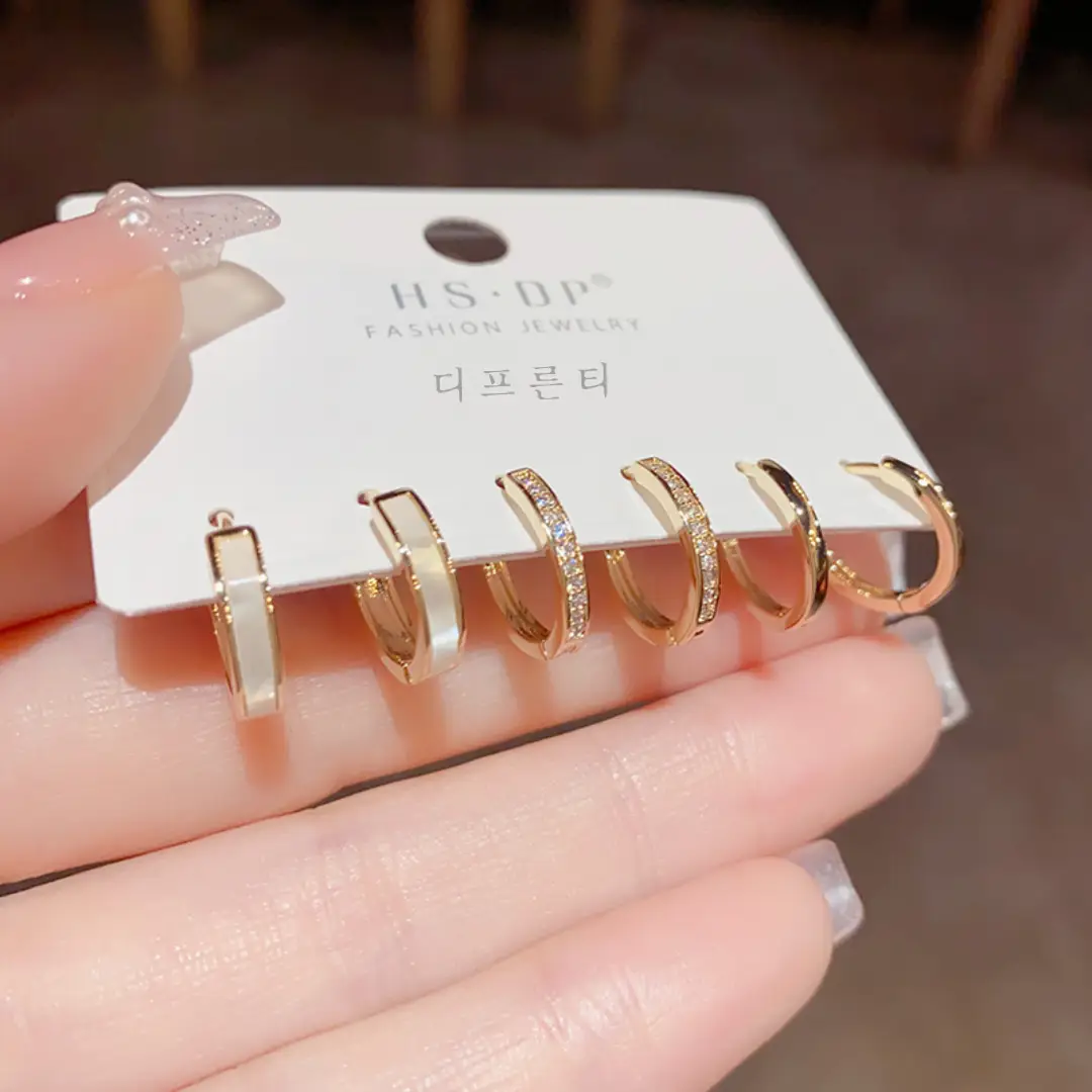 디프른티 원터치 심플 귀걸이 세트 3쌍(6P)
