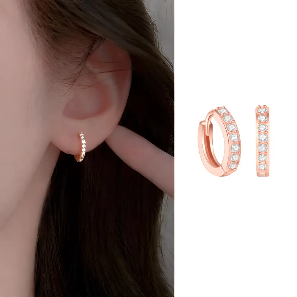 코코쉬 925실버 스와로브스키 원터치 미니 링 귀걸이 한쌍 (2개)