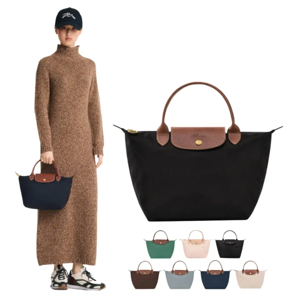 롱삼 르 플리아쥬 오리지널 그린 탑 핸들백 S L1621089