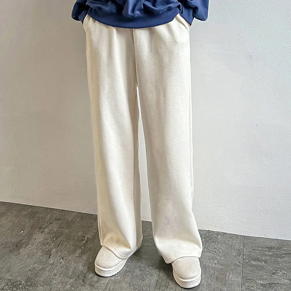 [얼로우]니트 코듀로이 와이드 팬츠 밴딩 코듀로이 골덴 겨울 기모 남여공용 커플