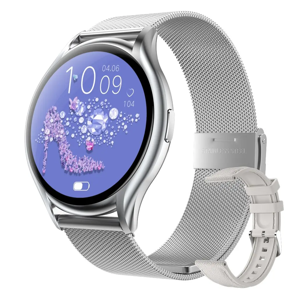 당신의 손목을 빛낼 최고의 스마트워치는? 6 Wapik 블루투스 통화 스마트워치 Y2 AMOLED 초슬림 패션시계, GPS + 블루투스, 3.6cm, 실버